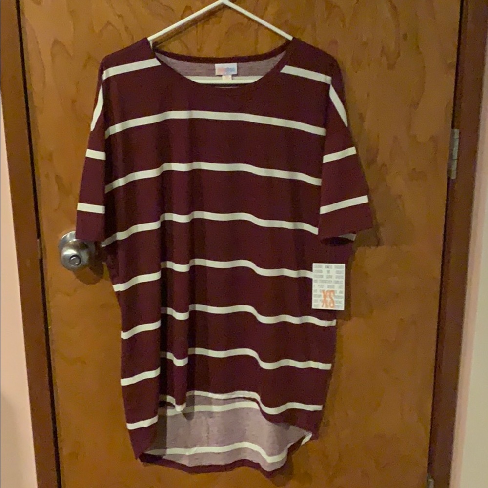 LuLaRoe Burgundy and White Irma Tunic NWT